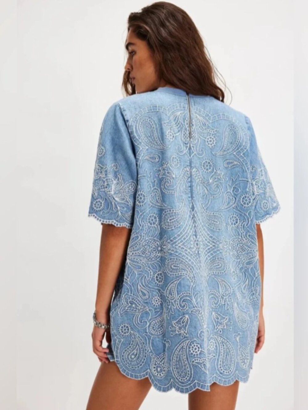 NWT Free People Harlow Embroidered Mini Dress Sz Small - Picture 3 of 3